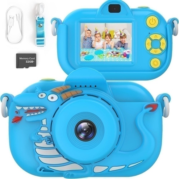 NEW ENGUNS Kids / Toddler Camera Blue 32MP HD Digital Camera Toy 32GB Card - Picture 1 of 6
